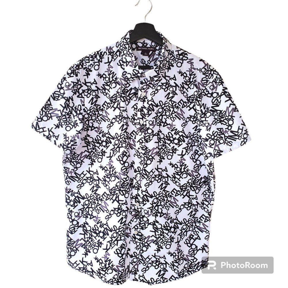 Michael Kors men's XL All over print short sleeve button down shirt